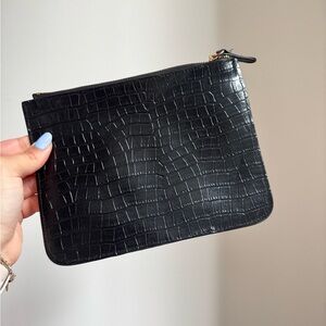 Black Croc Embossed Clutch